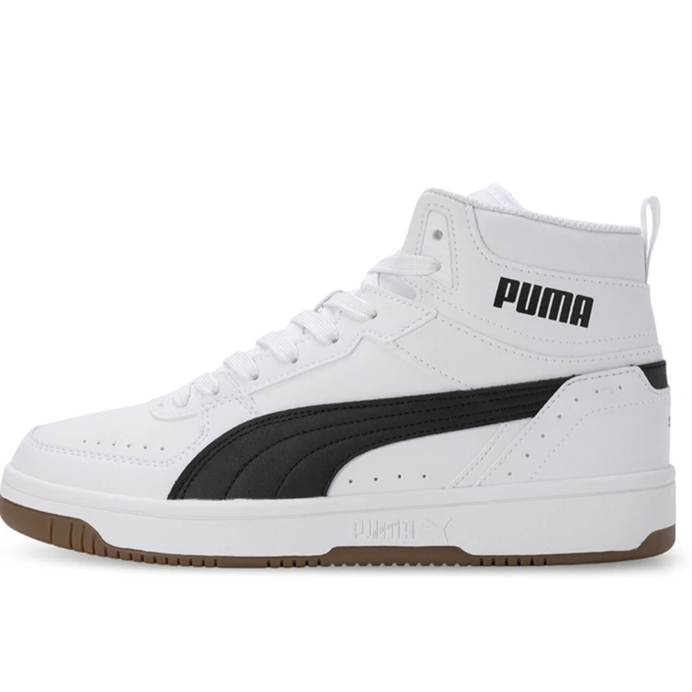 PUMA Men's White and Black High-Top Sneakers